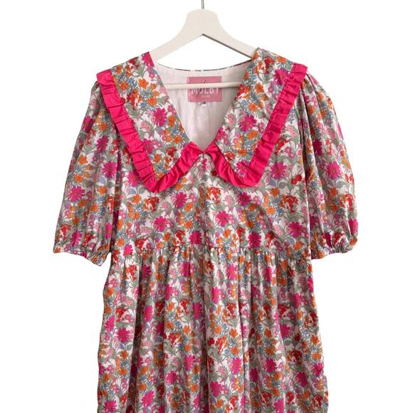 Molby the Label Bertie Maxi Dress Wildflower Floral Smock Collar UK 14 US 10 - Picture 3 of 6